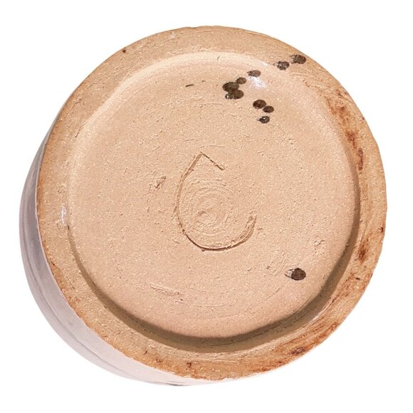 Handmade Ceramic Planter with Abstract Green & Beige Glaze - Picture 6 of 9